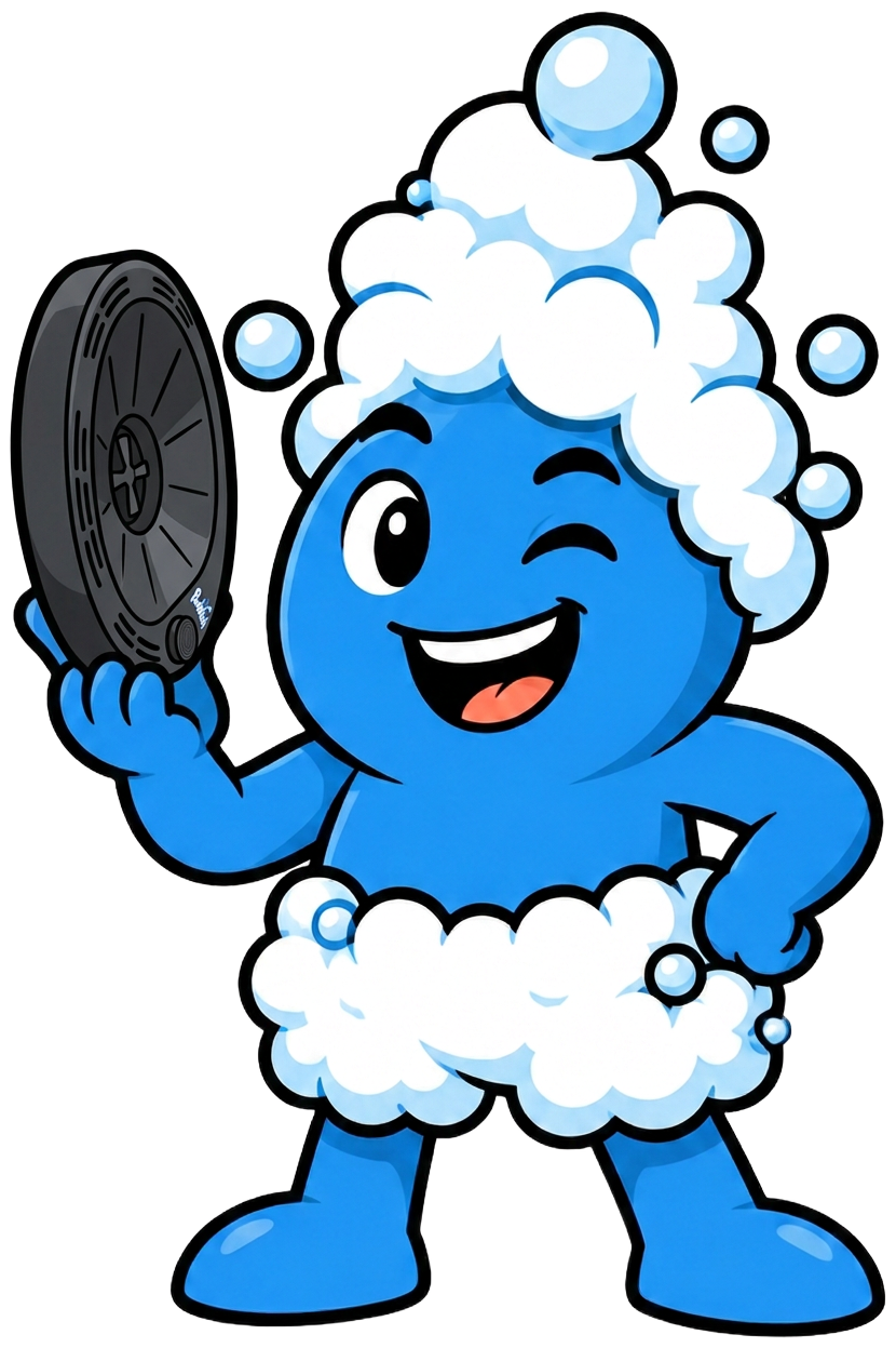 Sir Sudsalot, the PooWash mascot, proudly holding the PooWash device